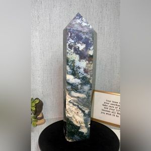 Huge Rare Green Moss Agate Tower